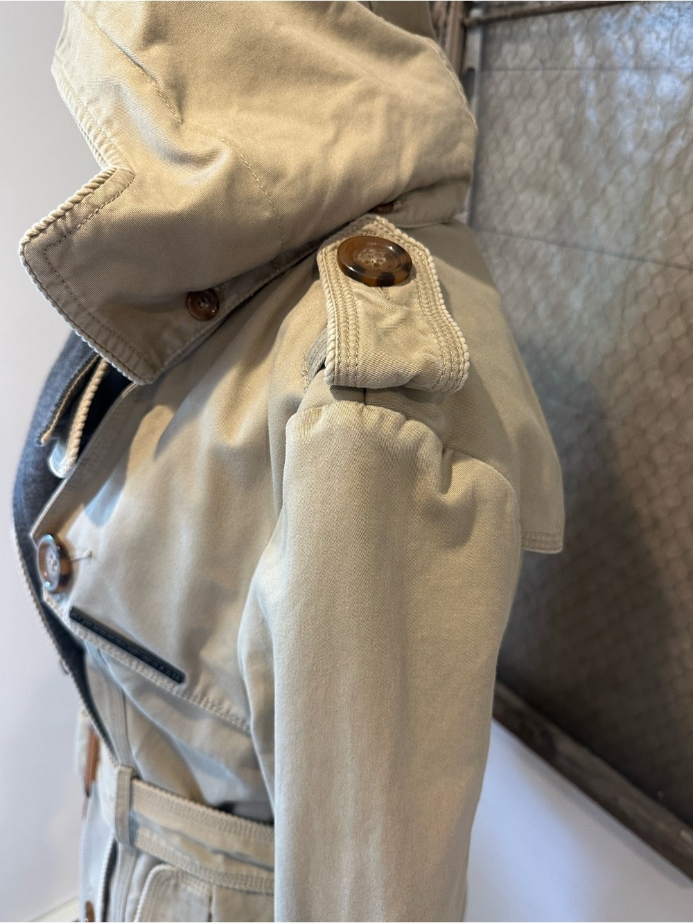 SUPERDRY Women's Vintage City Mac Khaki Double Breasted Trench Coat Medium M - Picture 11 of 16